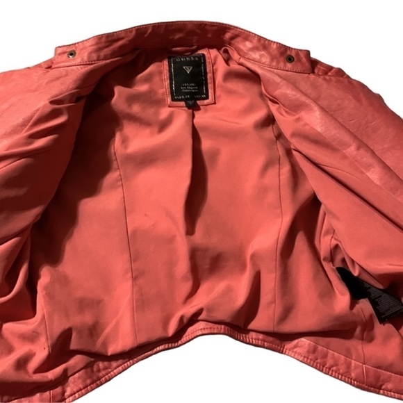 GUESS pink crop faux leather jacket XS - Picture 10 of 11